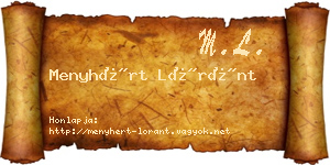 Menyhért Lóránt névjegykártya
